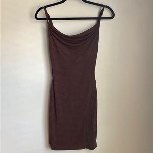 Brown Cowl Neckline Mini Dress NWT (size S)